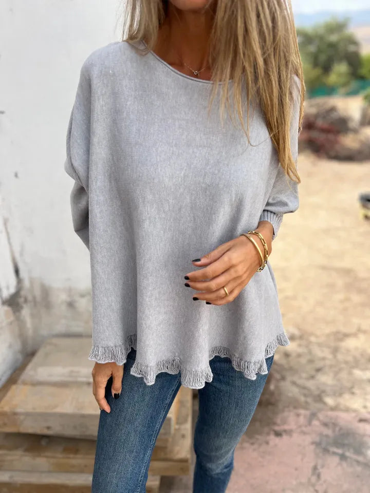 CELINE – SWETER Z POSTRZĘPIONYM DOŁEM