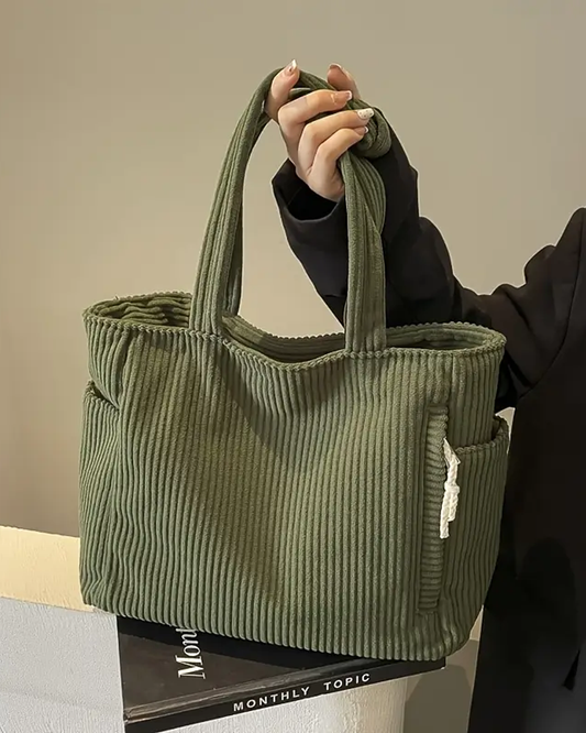 TILDA - TORBA TYPU TOTE Z PRĄŻKOWANYM WZOREM I ŚCIĄGACZEM