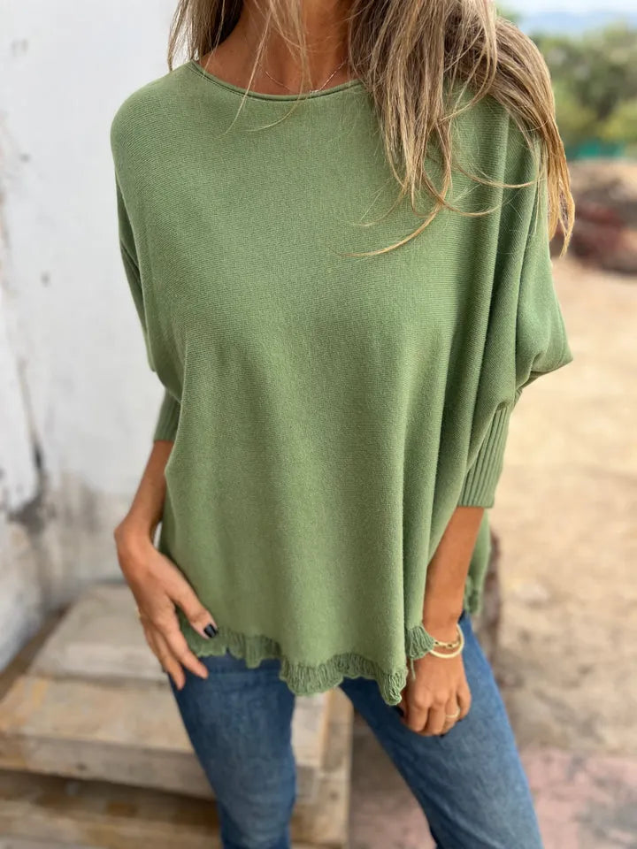 CELINE – SWETER Z POSTRZĘPIONYM DOŁEM