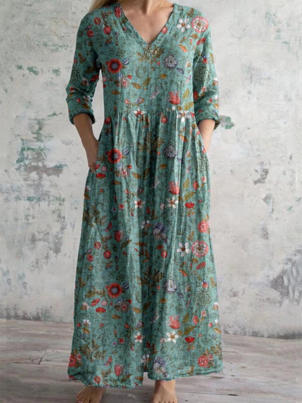 CELESTINE - MAXI SUKIENKA Z VINTAGE KWIATOWYM PRINTEM