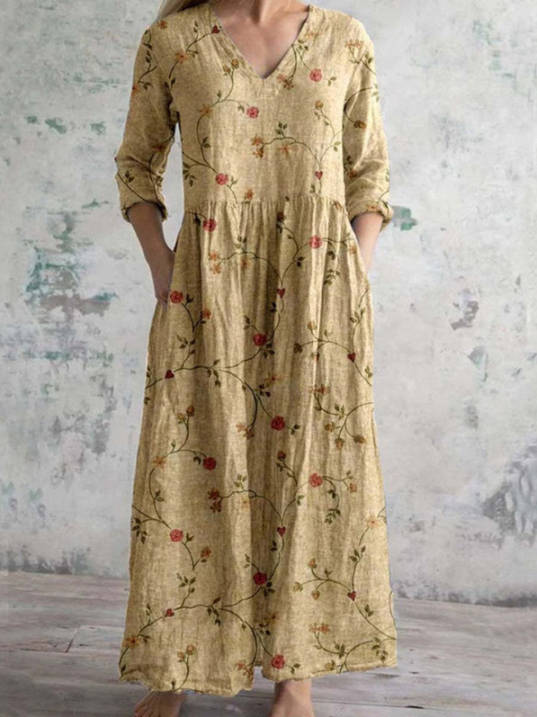 CELESTINE - MAXI SUKIENKA Z VINTAGE KWIATOWYM PRINTEM