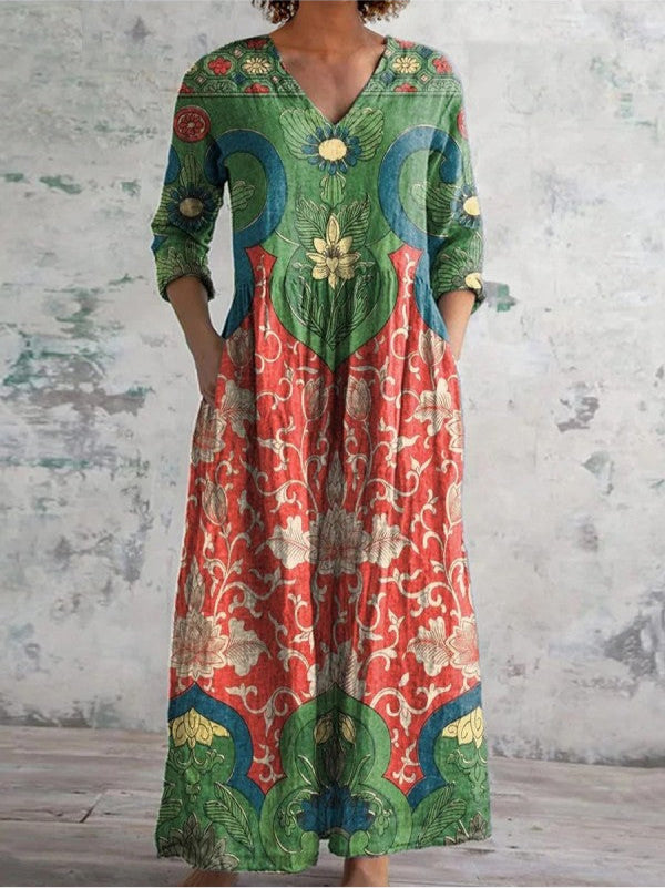 CELESTINE - MAXI SUKIENKA Z VINTAGE KWIATOWYM PRINTEM
