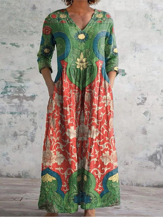 CELESTINE - MAXI SUKIENKA Z VINTAGE KWIATOWYM PRINTEM